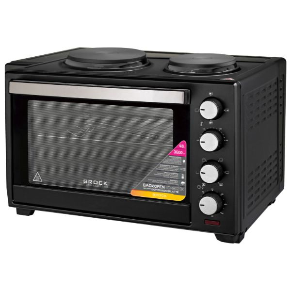 Elektrická horkovzdušná trouba Brock 48l v kombinaci s dvouplotýnkovým vařičem, 3600W