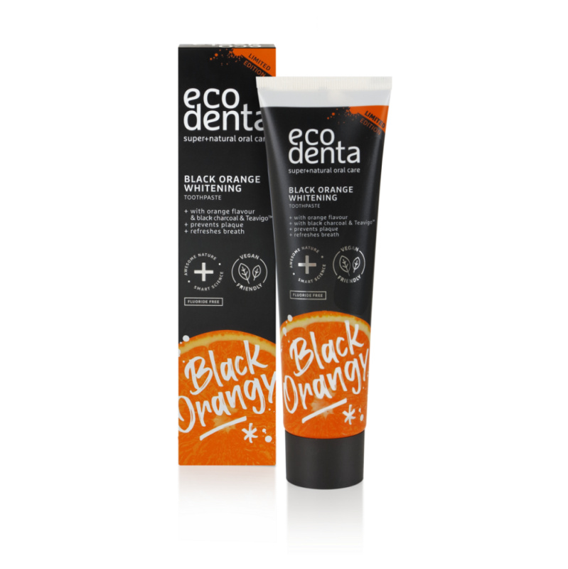 Ecodenta Expert Black Orange Whitening černá bělicí zubní pasta bez fluoridu příchuť Orange 100 ml