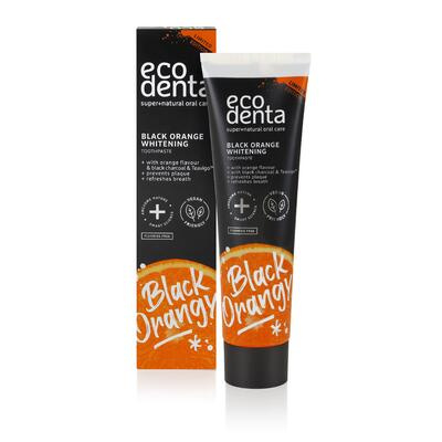Ecodenta Expert Black Orange Whitening černá bělicí zubní pasta bez fluoridu příchuť Orange 100 ml