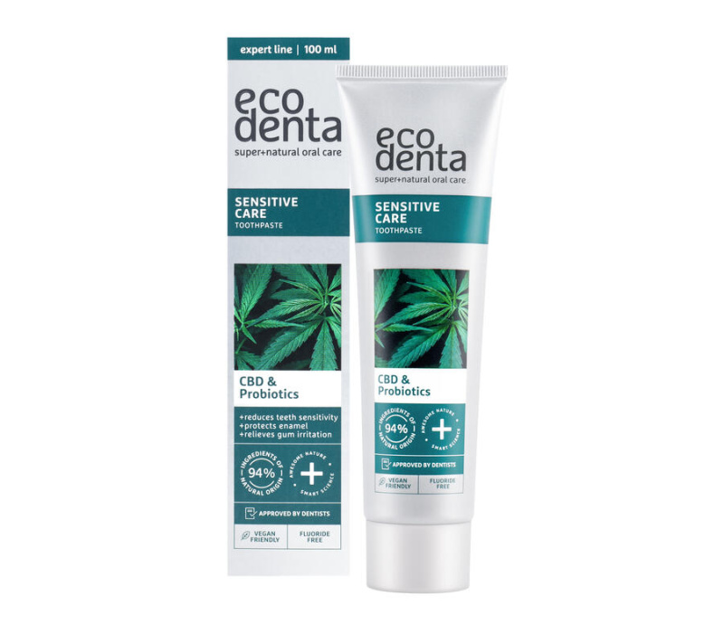 ECODENTA Zubní pasta na citlivé zuby s CBD a probiotiky, 100 ml