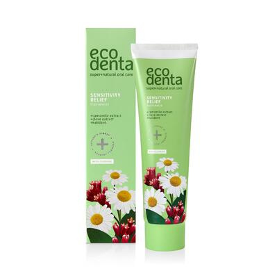 Ecodenta Green Sensitivity Relief zubní pasta pro citlivé zuby s fluoridem příchuť Chamomile/Clove 100 ml