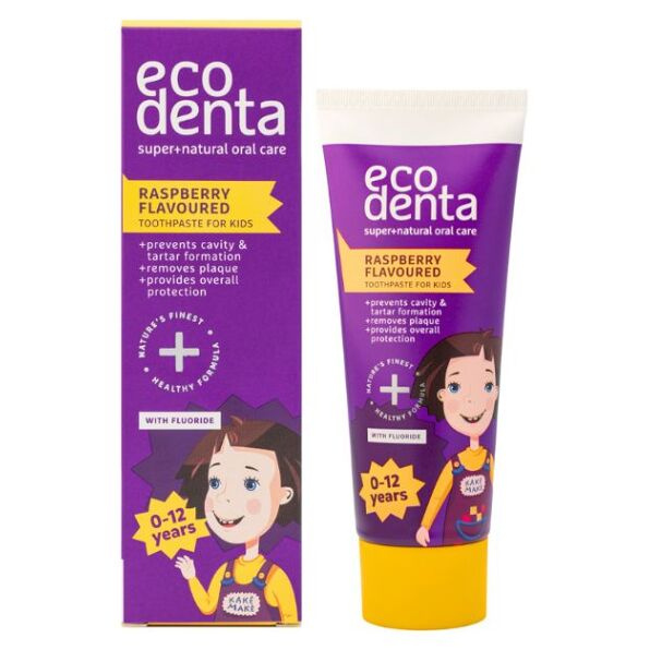 Ecodenta Super + přírodní zubní pasta pro děti příchuť Raspberry 75 ml