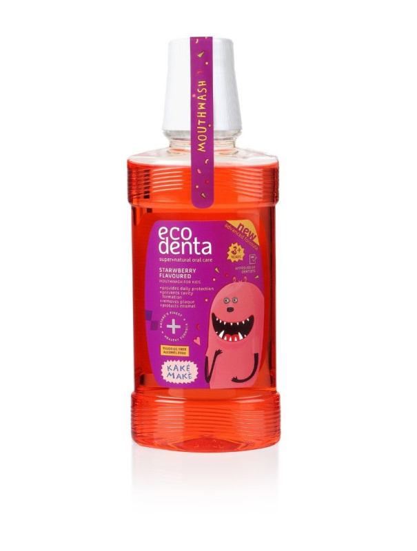 Ecodenta Super + osvěžující ústní voda pro děti příchuť Strawberry 250 ml