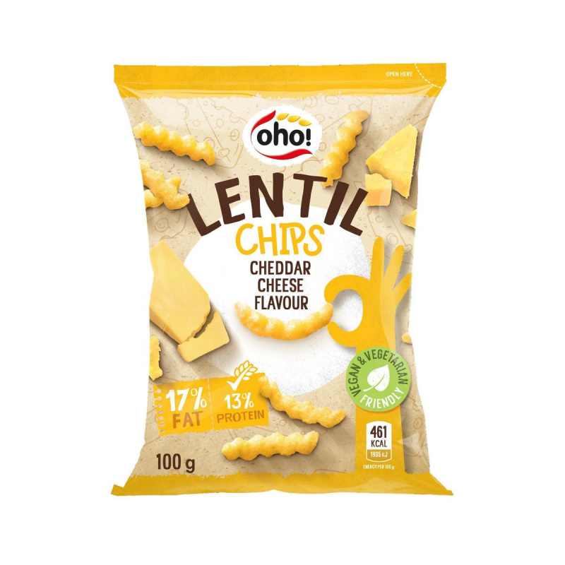 Oho Čočkové snacky s příchutí sýra čedar