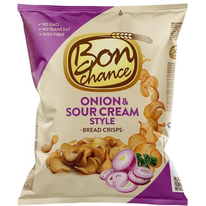 Bon Chance chlebové chipsy s cibulí a zakysanou smetanou