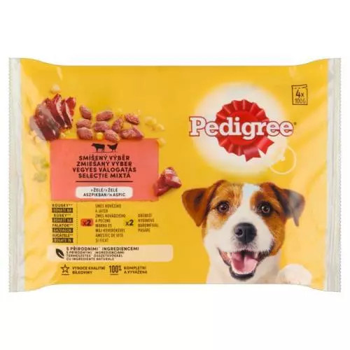 Pedigree kapsa Adult hovězí/drůbeží v želé  4x100g