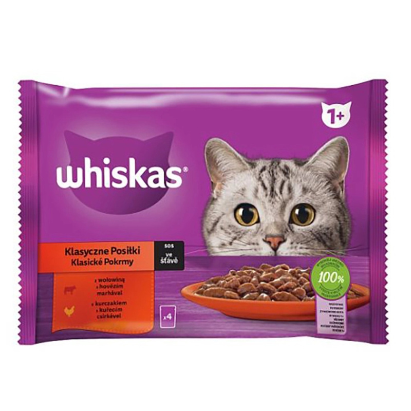 Whiskas Kapsička pro kočky Klasický výběr se zeleninou ve šťávě 4 x 85 g