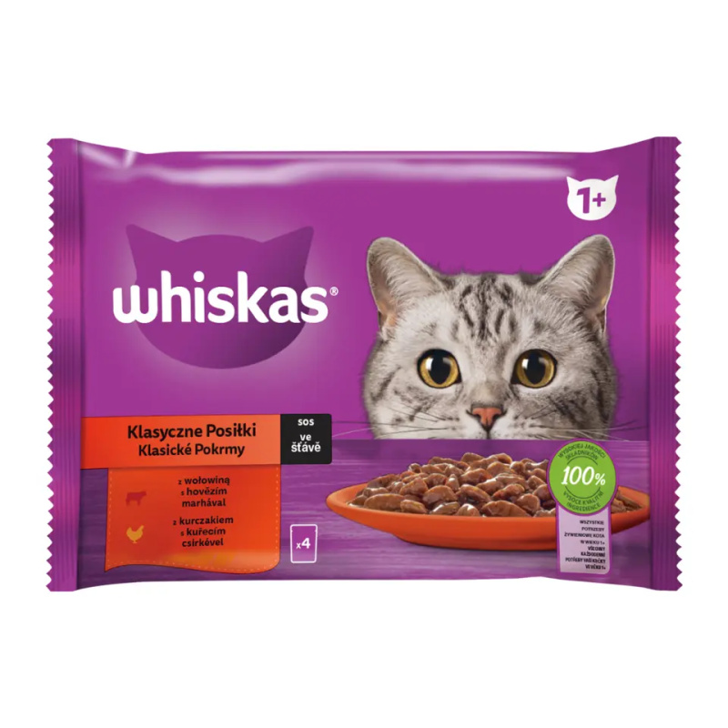 Whiskas Kapsička pro kočky Klasický výběr se zeleninou ve šťávě 4 x 85 g