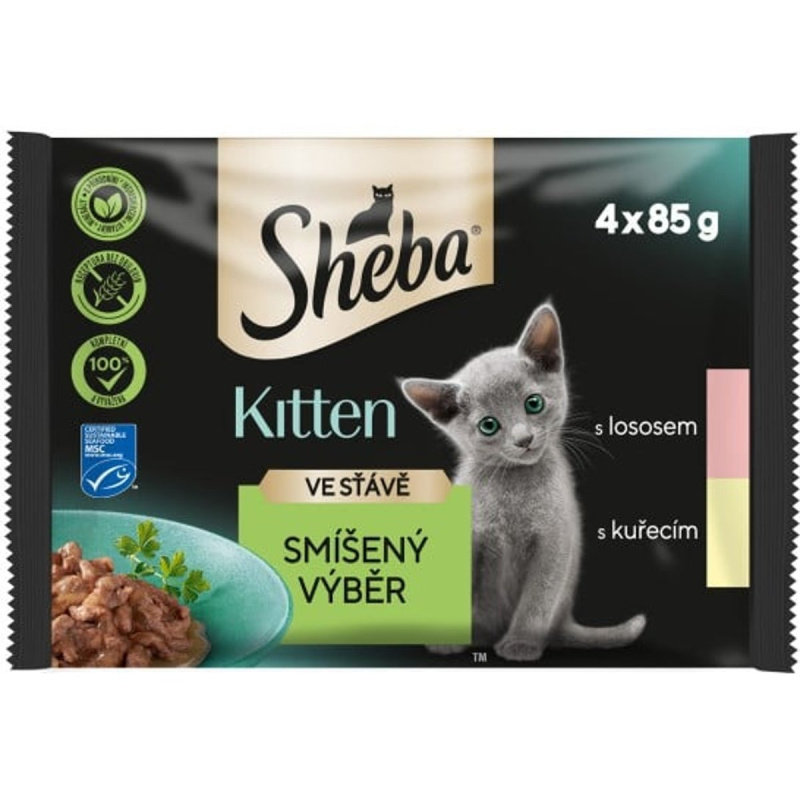 Sheba kapsičky smíšený výběr ve šťávě pro koťata 4×85 g