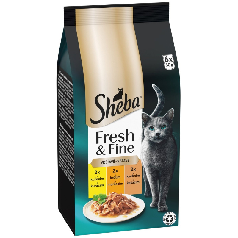 Sheba Fresh & Fine kapsičky pro dospělé kočky drůbeží v omáčce 6×50 g