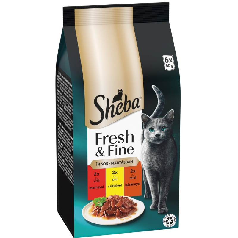 Sheba Fresh & Fine kapsičky výběr v omáčce pro dospělé kočky (6×50 g)