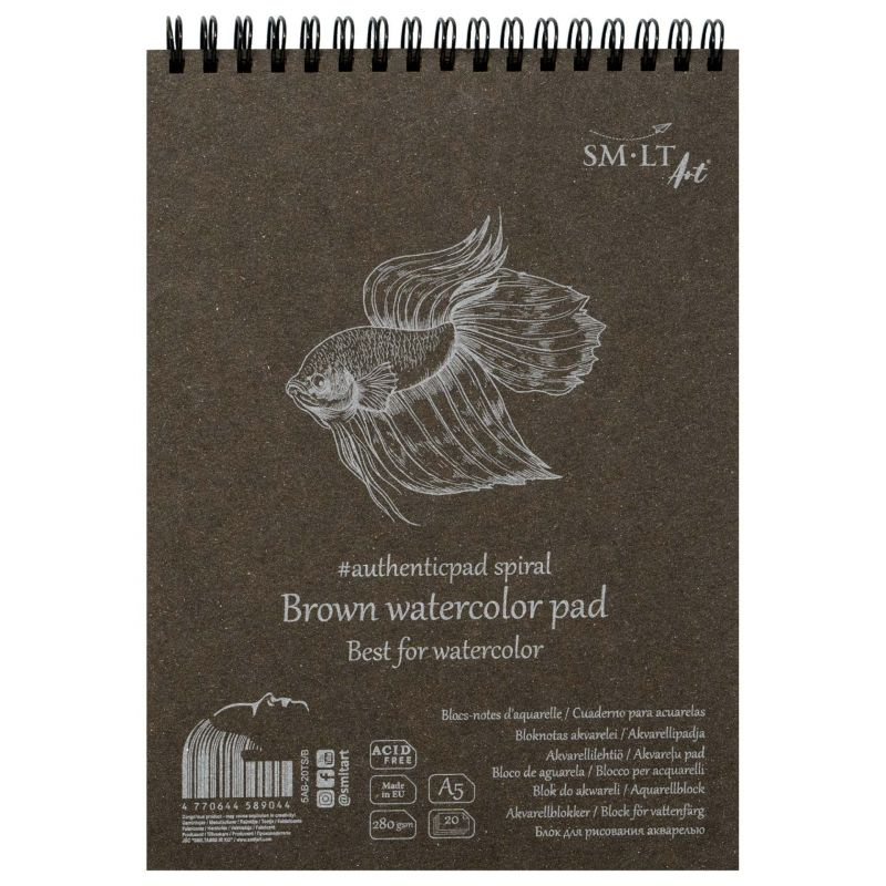 Skicák Watercolor pad brown (280g/m2, 20 listů) A5