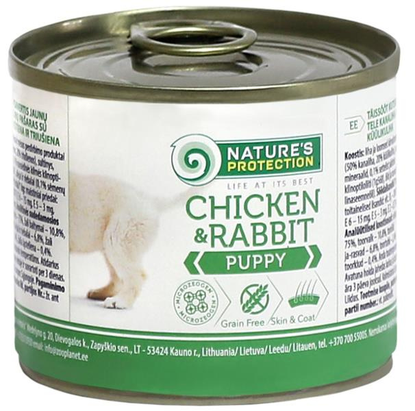 Nature’s Protection Dog konzerva Puppy Kuře&králík 200g