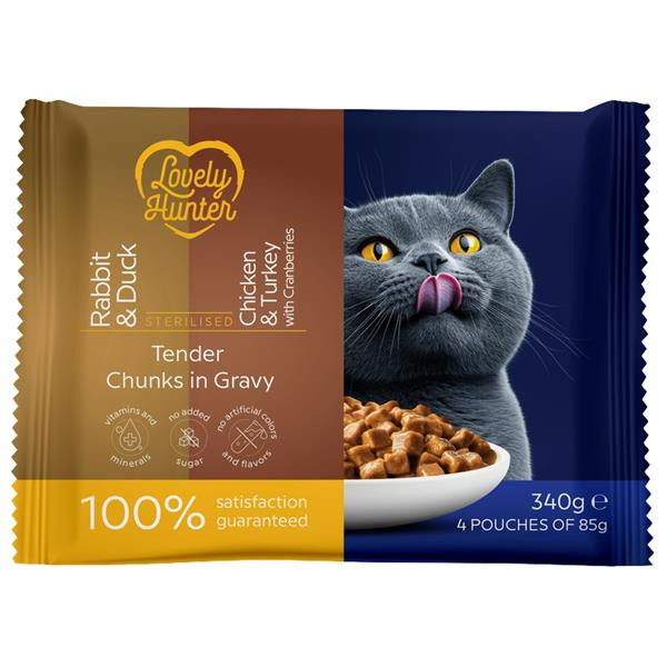 Lovely Hunter Cat kapsička Sterilised Multipack 4 x 85 g