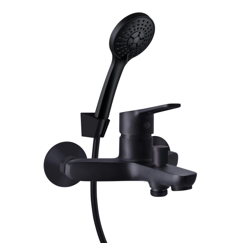 Rubineta Nástěnná vanová baterie Uno-10/K s příslušenstvím, 150 mm, černá