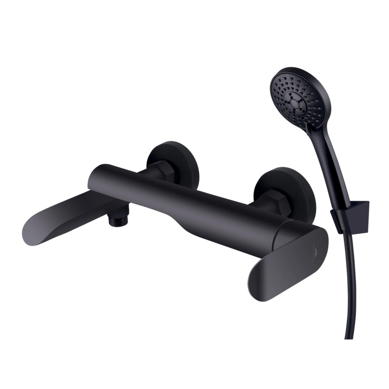Rubineta Nástěnná vanová baterie Ultra-10/K s příslušenstvím, 150 mm, černá