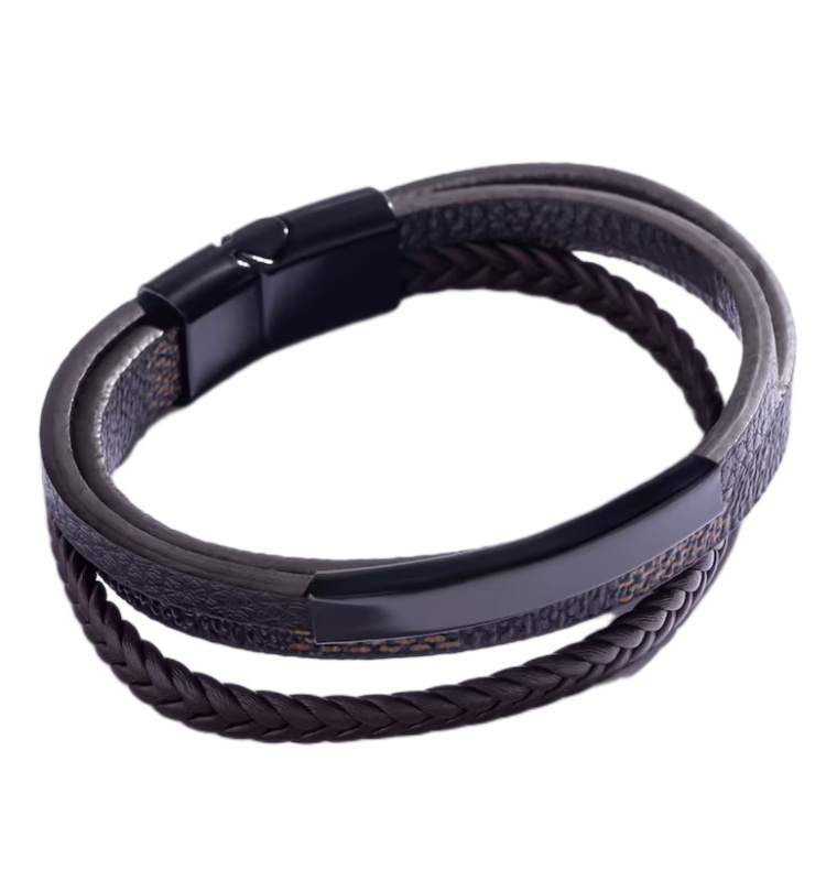 Marc Malone Trojitý hnědý kožený náramek pro muže MCGB5039B