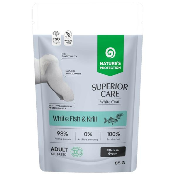 Nature's Protection Superior Care Dog kapsička Adult White Dogs White Fish/Krill 85 g
