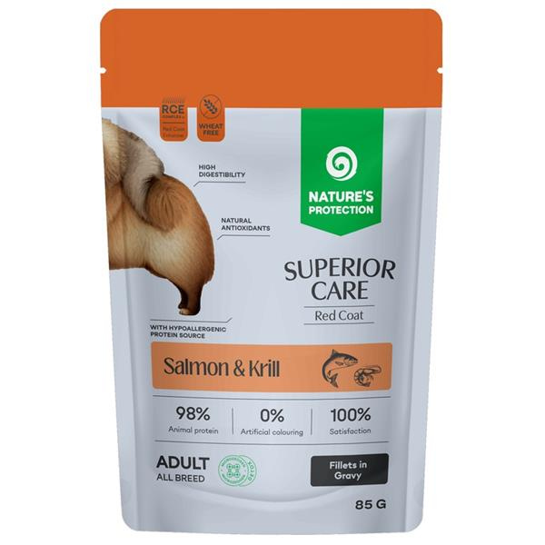Nature's Protection Superior Care Dog kapsička Adult Red Coat Salmon/Krill 85 g