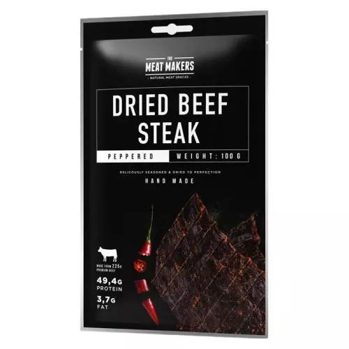 Meat Makers Jerky Meat Makers Beef Steak Peppered 100g
