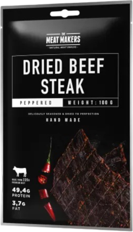 Meat Makers Jerky Meat Makers Beef Steak Peppered 100g