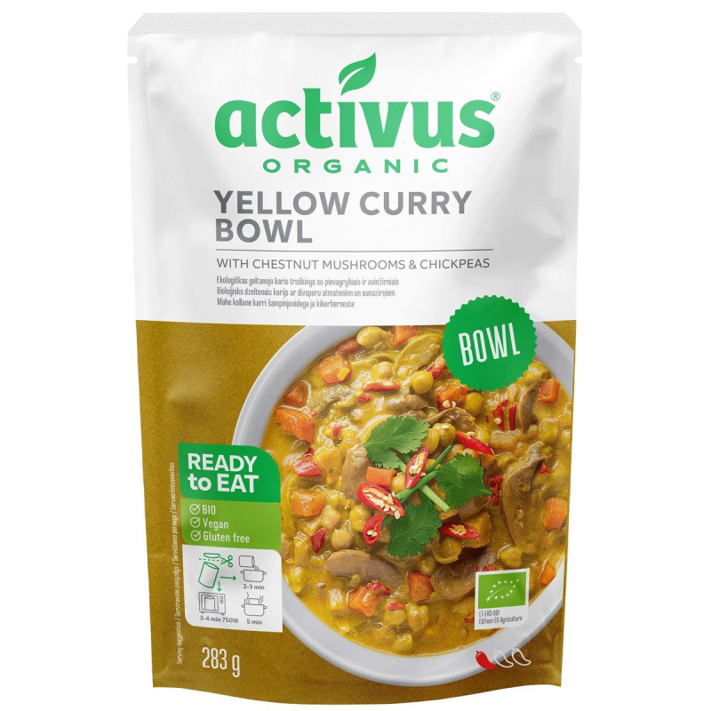 Activus BIO Yellow curry bowl se žlutým kari kořením, houbami a cizrnou