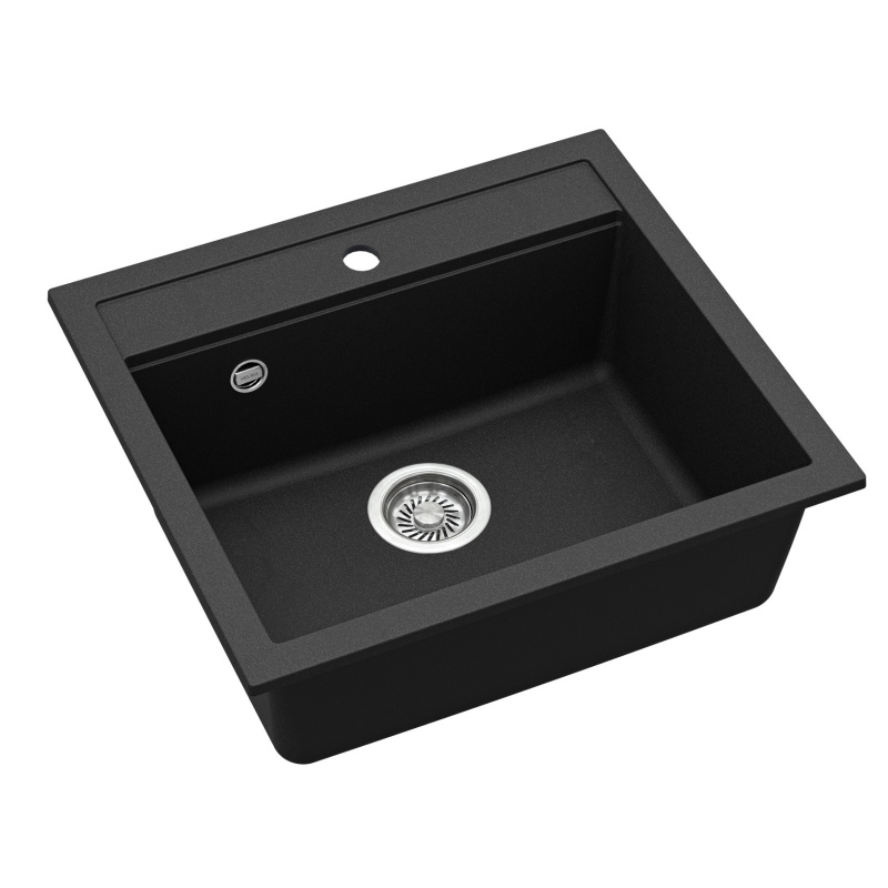 Helika Vestavný granitový dřez Quadro, černá, 56 x 51 cm