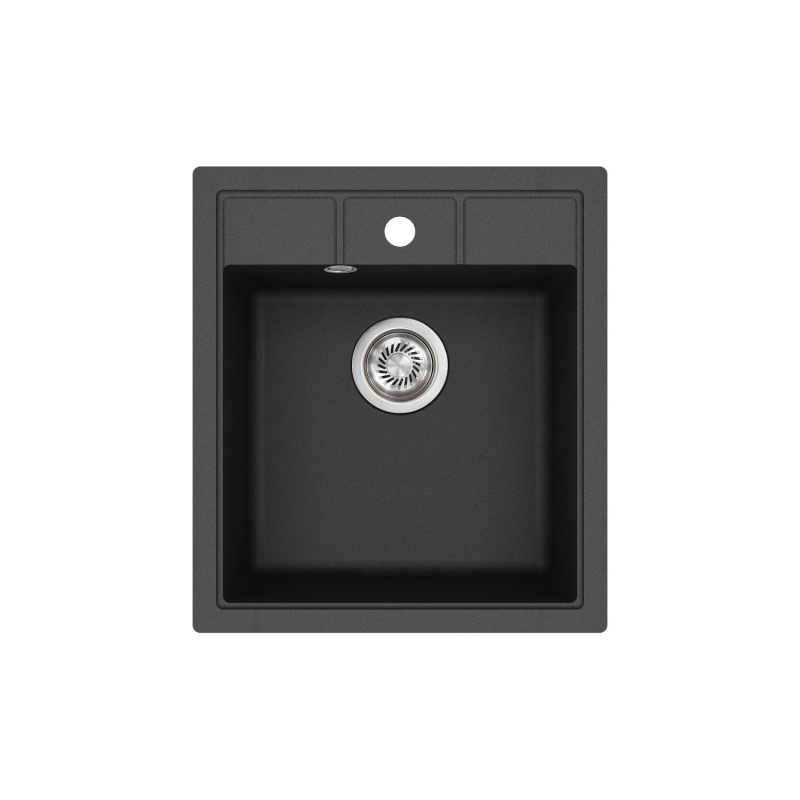 Helika Vestavný granitový dřez Nova, černá, 46 x 51 cm