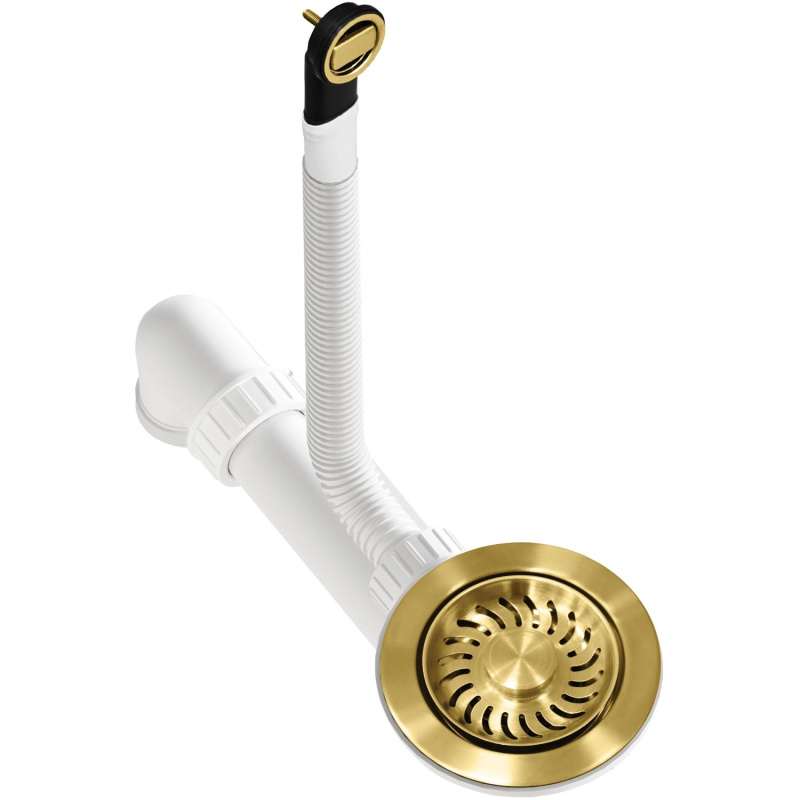 Helika Dřezová výpusť s přepadem AQF-001V-G, zlatá, pr. 114 mm