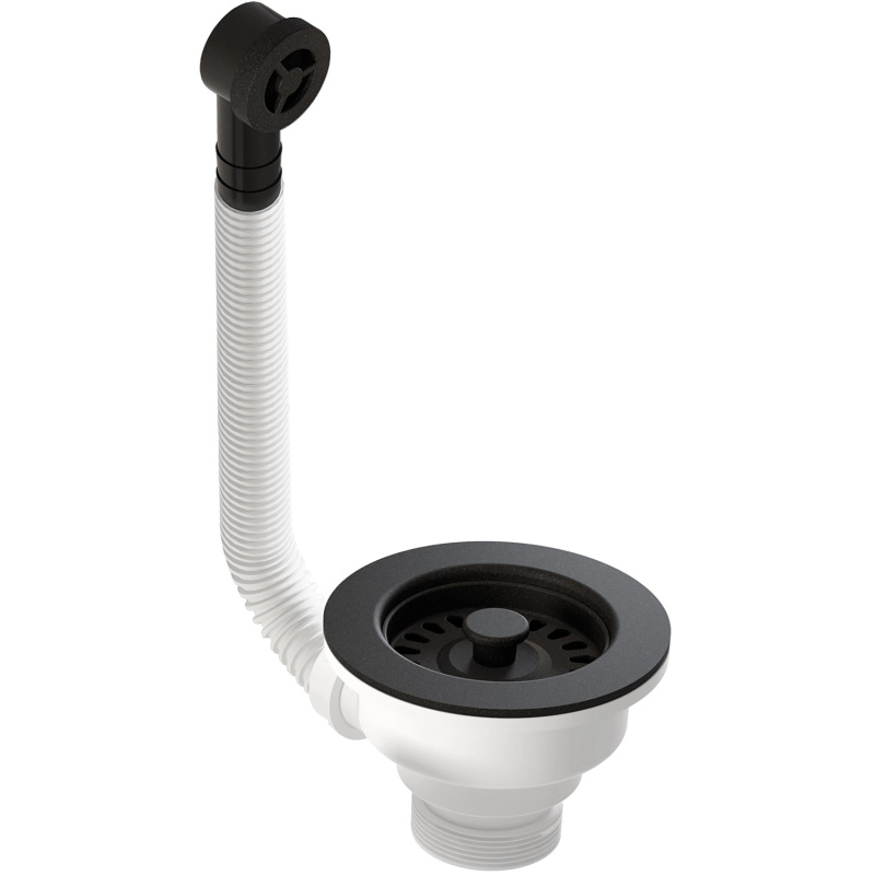 Helika Dřezová výpusť s přepadem AQP-601, metalická černá, pr. 114 cm