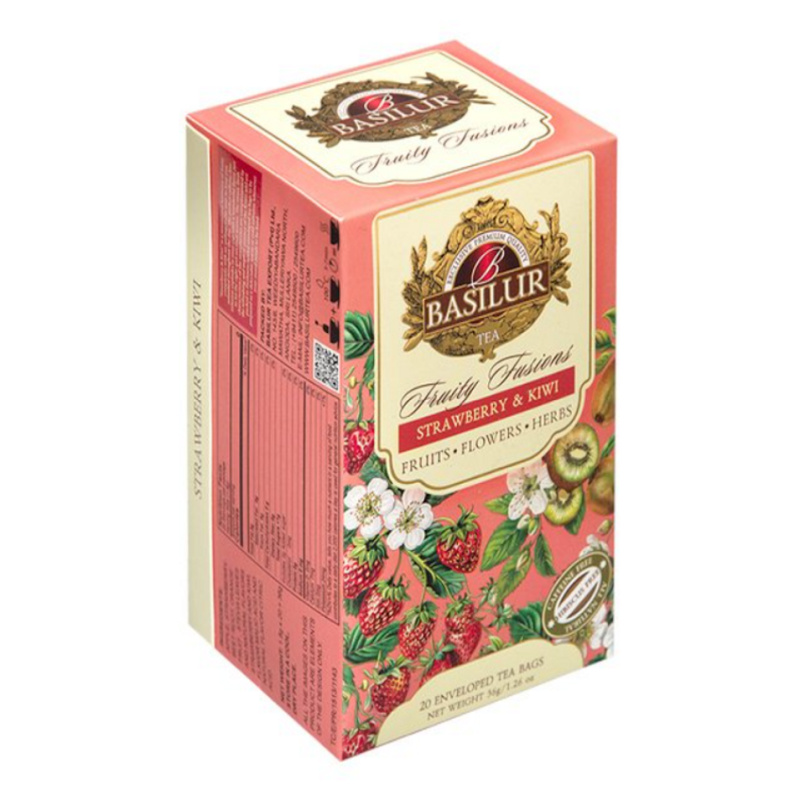 Basilur Fruity Fusions - ovocný čaj bez ibišku - jahody a kiwi