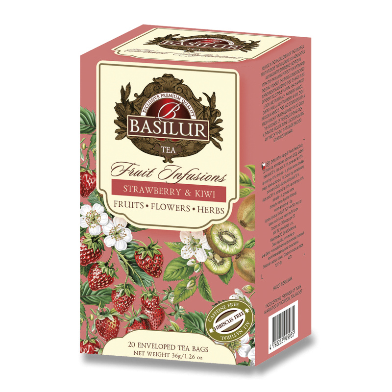 Basilur Fruity Fusions - ovocný čaj bez ibišku - jahody a kiwi