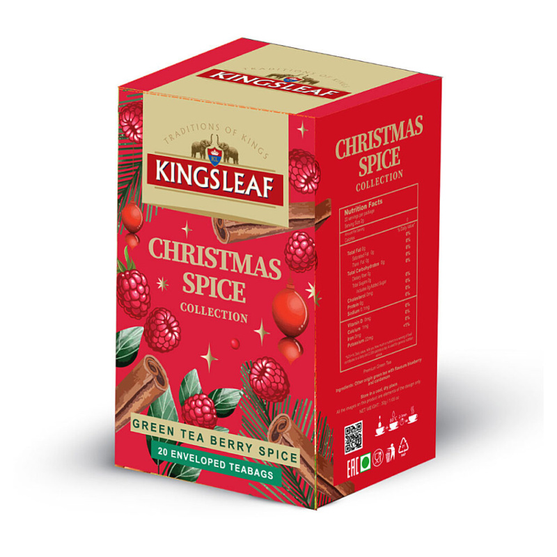 KINGSLEAF Xmas green berry spice zelený čaj 20 sáčků