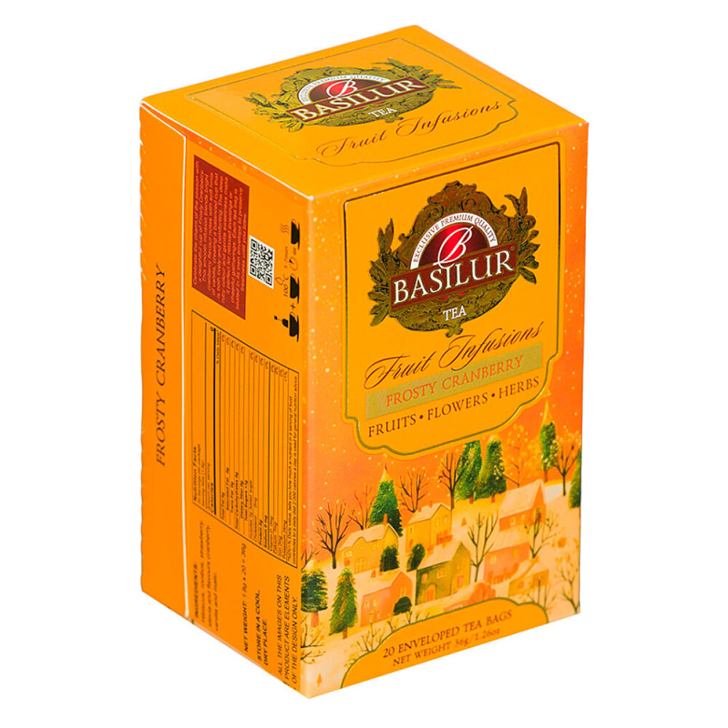 BASILUR Christmas fruit frosty cranberry porcovaný ovocný čaj 20 sáčků