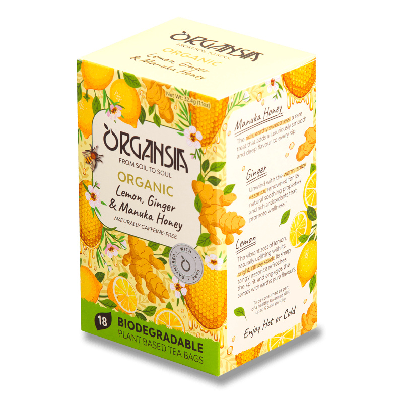 ORGANSIA Lemon ginger & Manuka honey ovocno-bylinný čaj BIO 18 sáčků