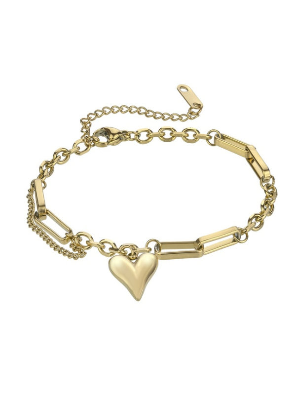 Marc Malone Pozlacený náramek se srdíčkem Scarlet Gold Bracelet MCB24003G