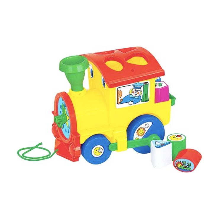 Vkládačka mašinka pro nejmenší na tahání s hodinami