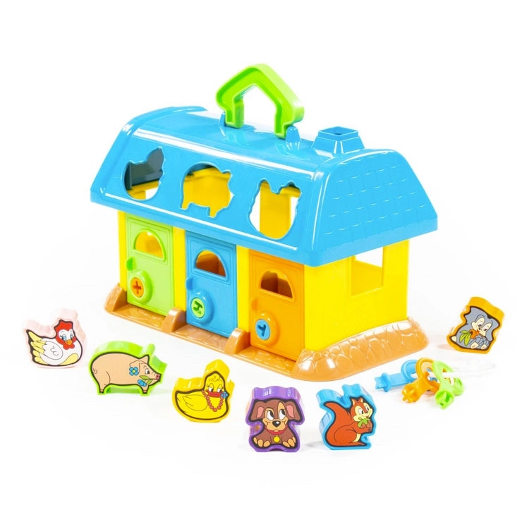 Didaktický domeček se zvířátky – vkládačka s klíčky