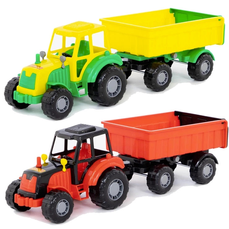 plastový traktor s přívěsem pro děti