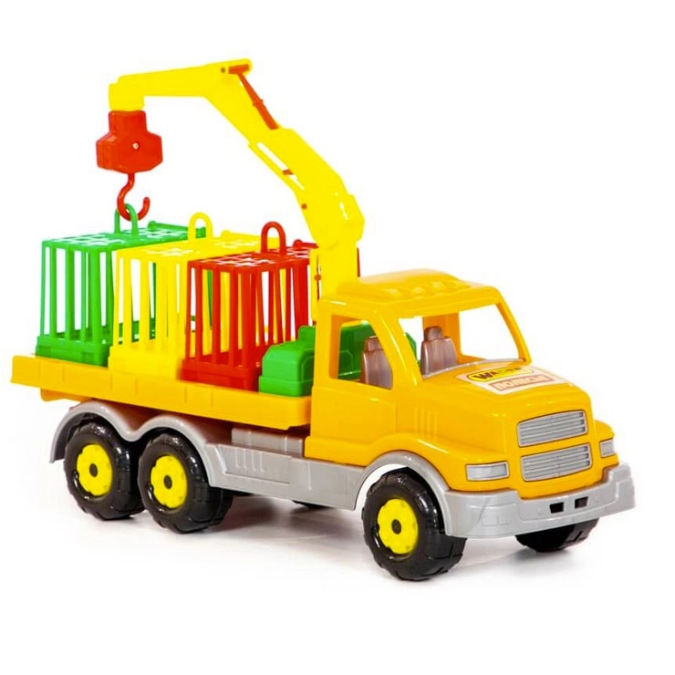 Nákladní auto se sklápěcím jeřábem a přepravou zvířat 47 cm