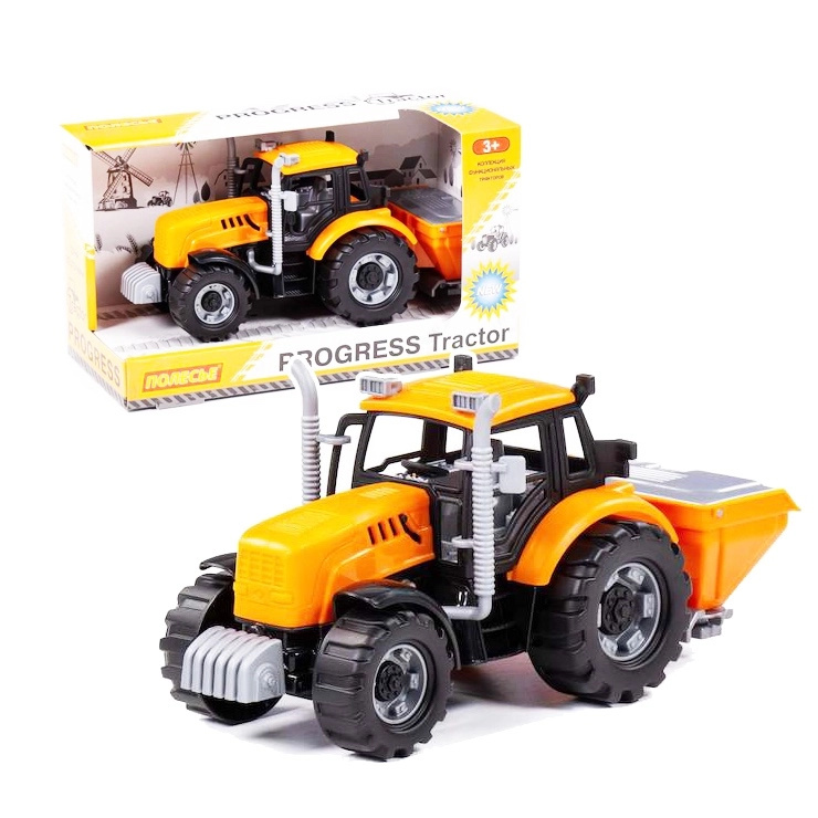 Traktor Progress na setrvačník se sečkou a vyklápěcím přívěsem