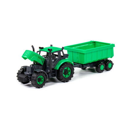 Polesie Traktor "Progres" s přívěsem, na setrvačník, zelený