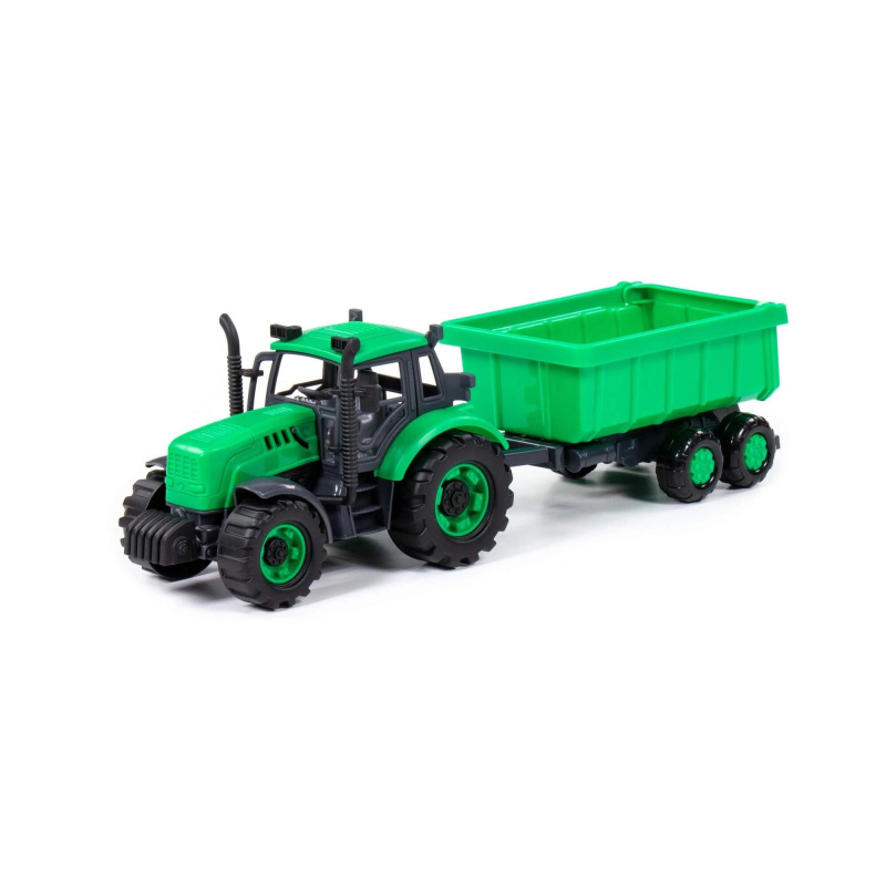 Polesie Traktor "Progres" s přívěsem, na setrvačník, zelený