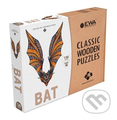 Drevené puzzle – netopier veľkosť M craft box - puzzle z kategorie 3D puzzle