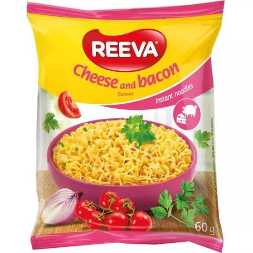 REEVA instantní nudle s příchutí sýru a slaniny 60g