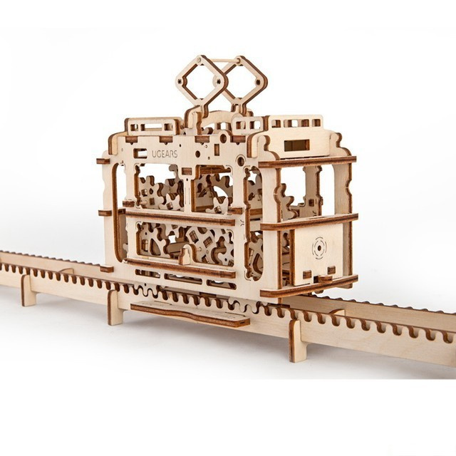 Ugears 3D dřevěné mechanické puzzle Kabinová lanovka s tratí