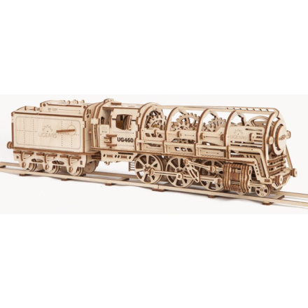 Ugears 3D dřevěné mechanické puzzle Parní lokomotiva 4-6-0 s tendrem