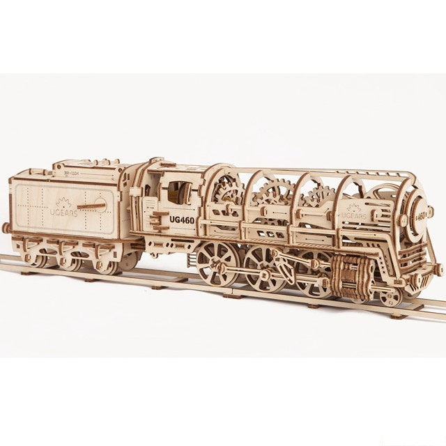 Ugears 3D dřevěné mechanické puzzle Parní lokomotiva 4-6-0 s tendrem