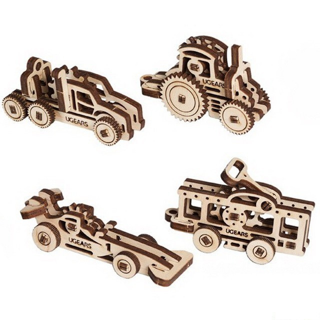 Ugears 3D mechanické puzzle U-Fidgety - hnací vozidla 36 ks