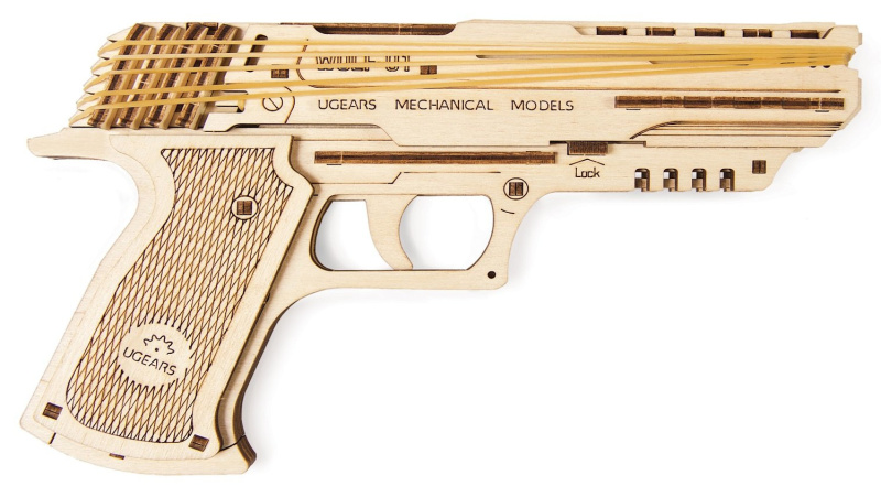Mechanická 3D skládačka pistole UGEARS Wolf-01
